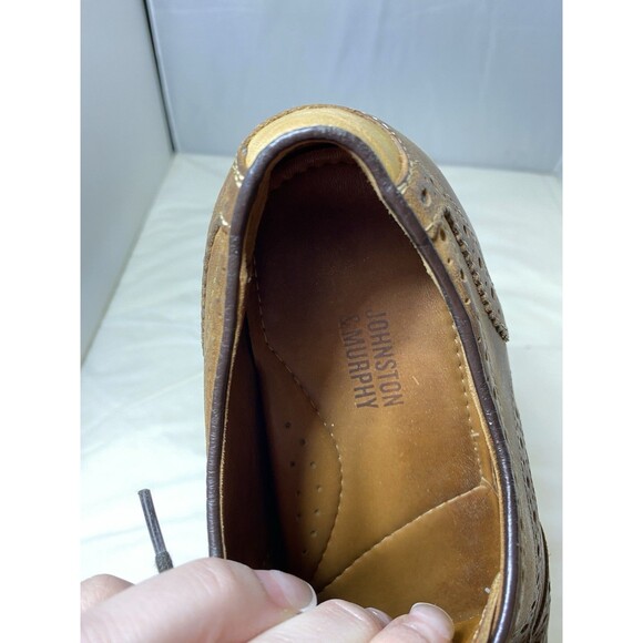 Johnston and Murphy wing tip brown leather sheepskin derby shoes men’s size 9 M - Picture 8 of 9